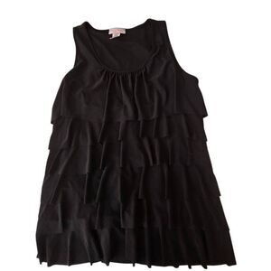 Pretty Woman Ruffles Tiered Pullover Sleeveless Tank Top Black Size Medium